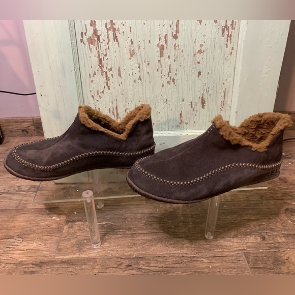 Men’s Sorel grey suede slippers with faux fur lining - Picture 3 of 7